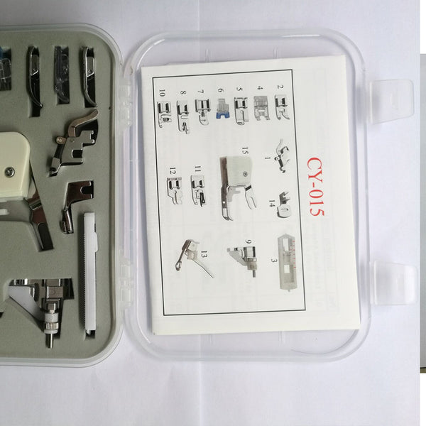 Universal 15PCS Sewing Machines Presser Foot Kit Set for Brother Janome Singer & Other Multi-functional Sewing Machine