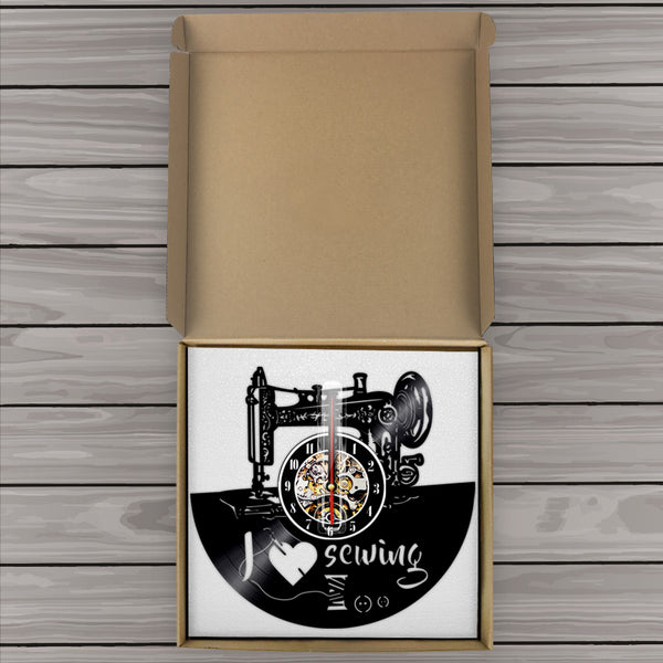 Sewing Machine Shape Vinyl Wall Clock with and without LED Light Options