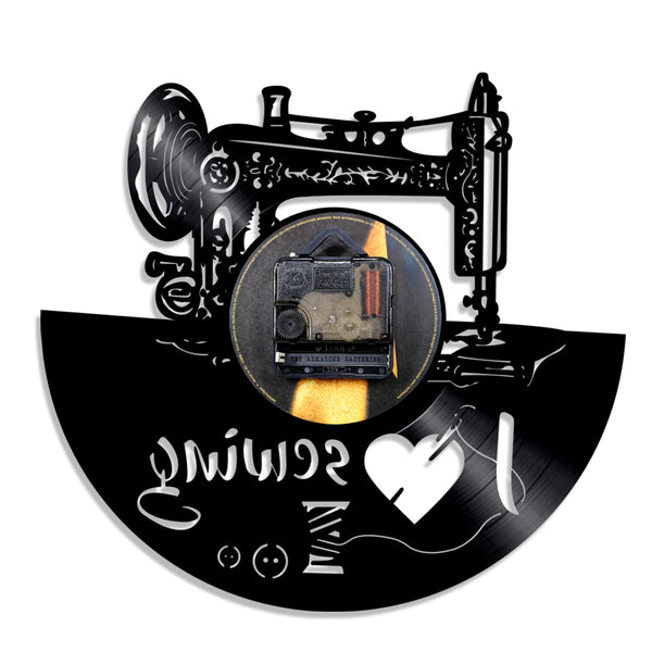 Sewing Machine Shape Vinyl Wall Clock with and without LED Light Options