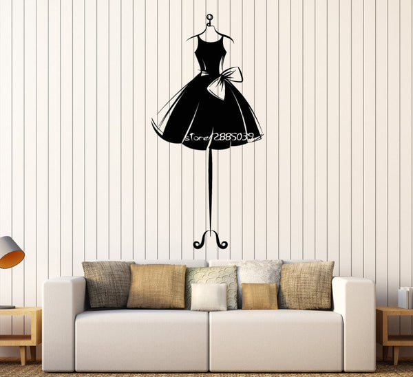 Short Gown Mannequin Dress Vinyl Wall Sticker/Decal