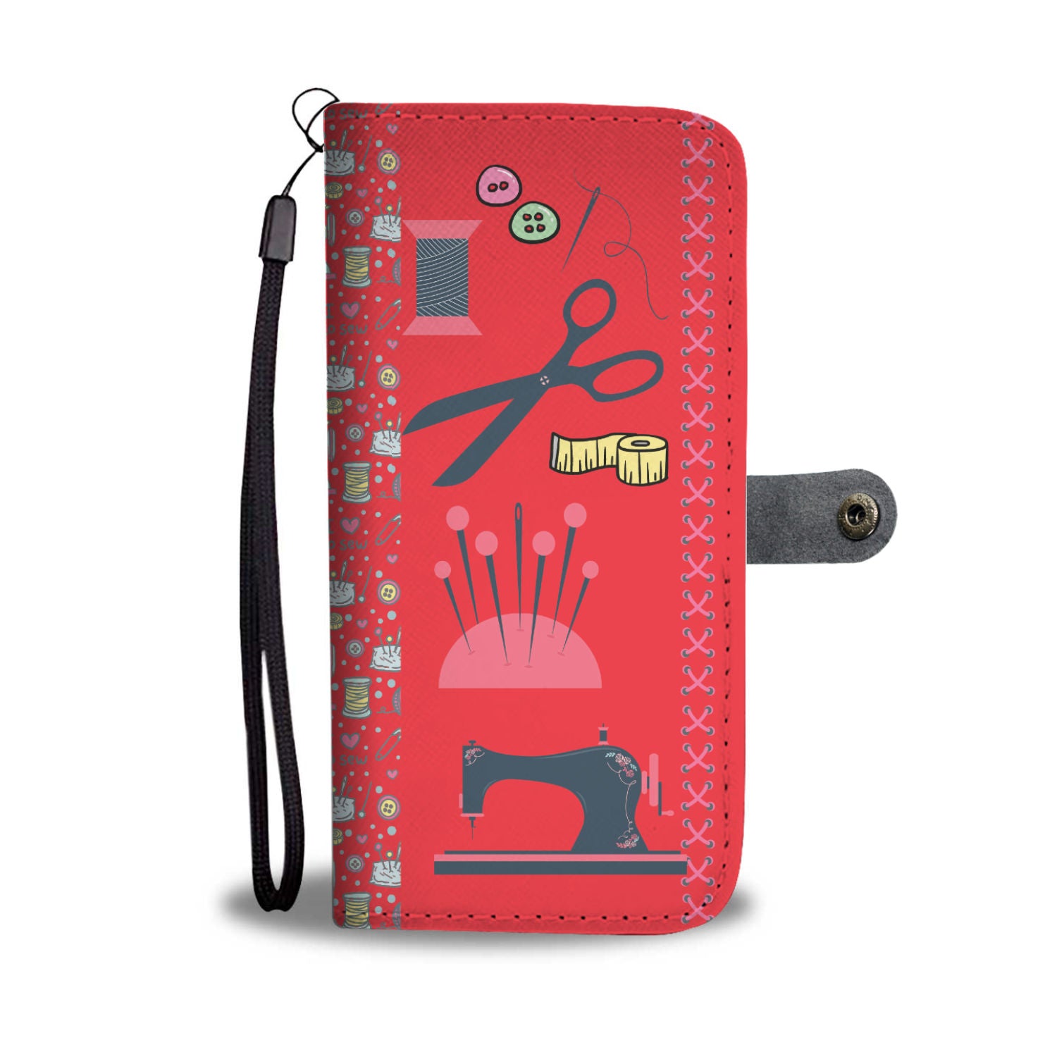 Sew Medley Phone Wallet  (Red)